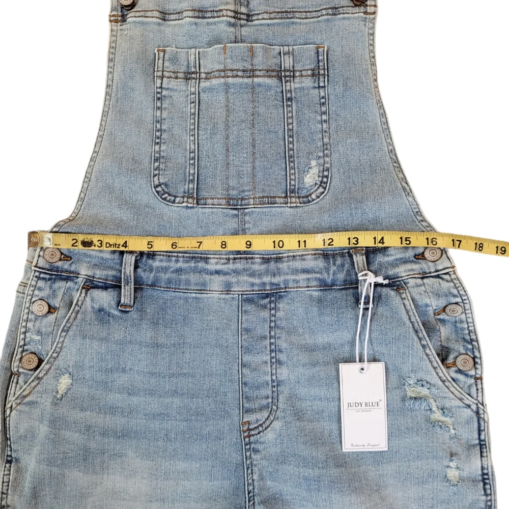 Judy Blue Light Wash Denim Short Overalls - Picture 9 of 15